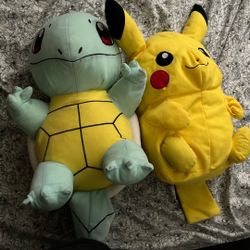 Pikachu And Squirtle Large Stuff Toys
