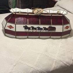 Vintage Stain Glass Budweiser/w Clydesdale Billiard Lamp.