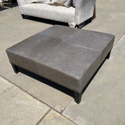 Grey Genuine Leather Ottoman With Studding 