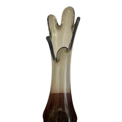 Five Finger Swung Vase Glass Vintage Retro MCM Green