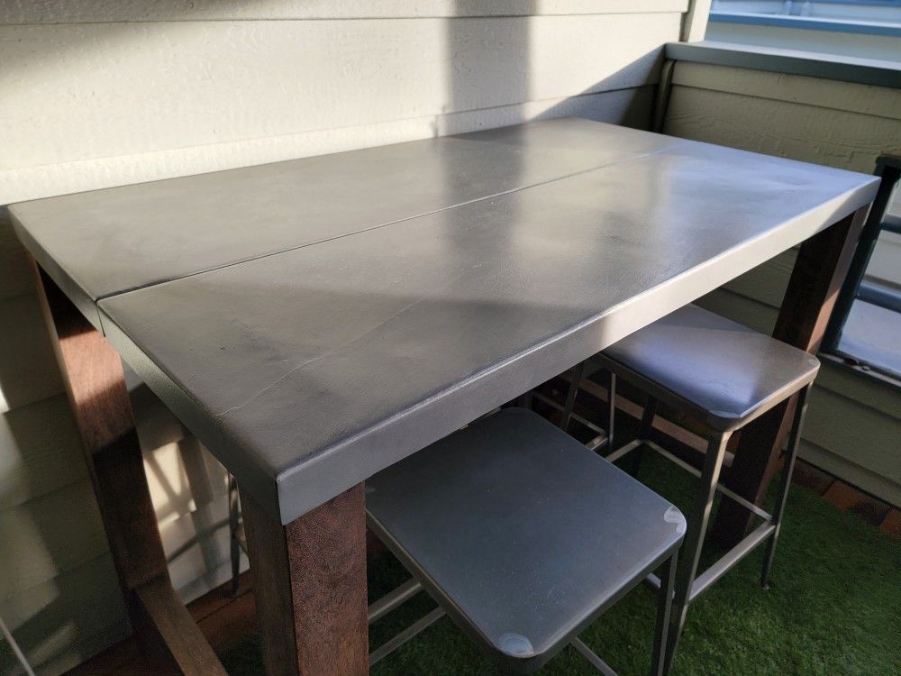 Crate & Barrel High Dining table & 4 CB2 bar stools