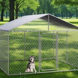 Brand New In Box Xlarge 10'x10'x7' Covered Dog Kennel With Roof Top All Weather Protection Galvanized Dog Cage Jaula De Mascota 