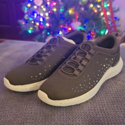 Clarks Cloudsteppers Embellished Bungee Sneakers Nova Step Gray Sparkles Size 7