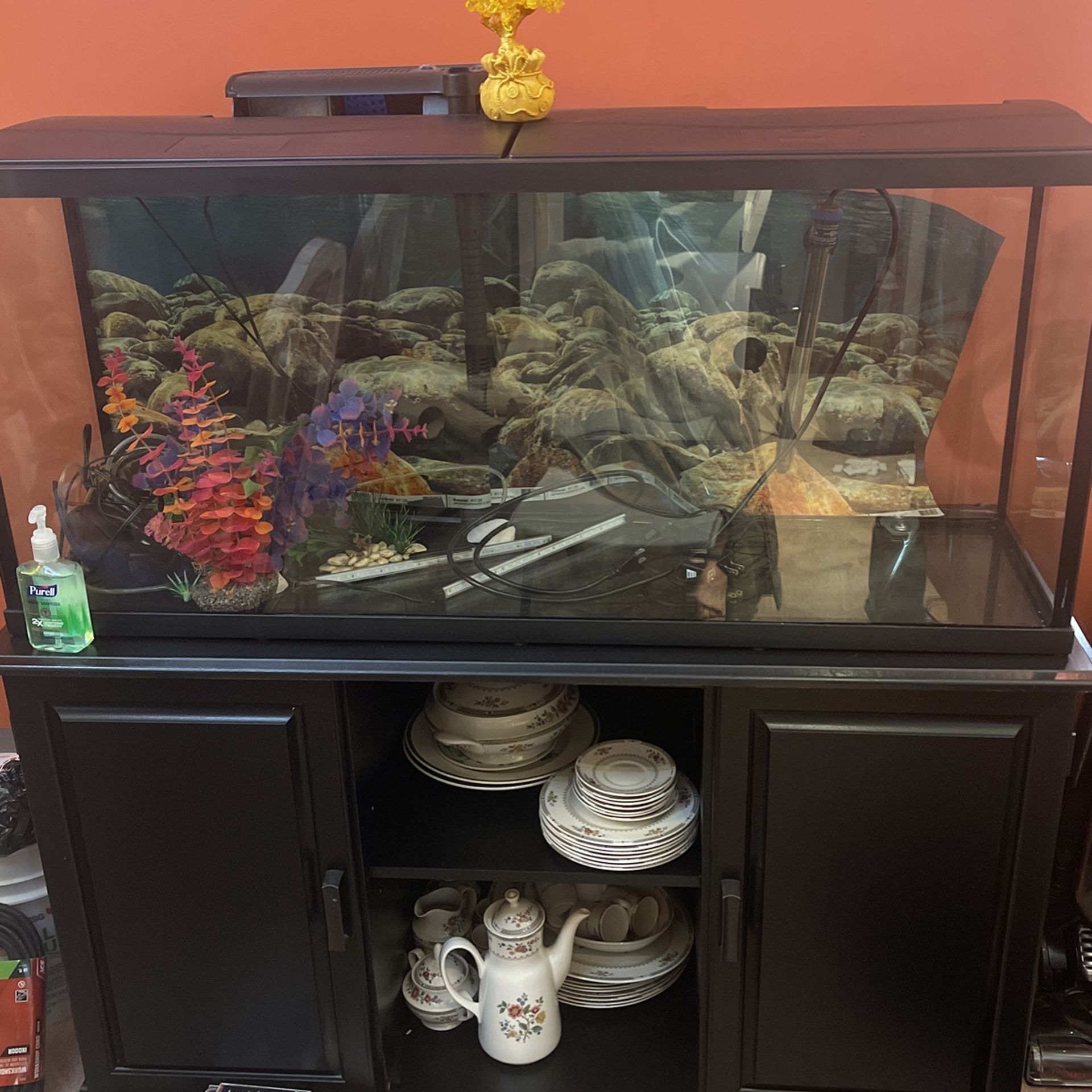 55 Gallon Fish tank With Stand And All The Things Needed Including Heater