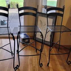 Set of 3 Cast Iron Bar Stools Counter Height Chairs