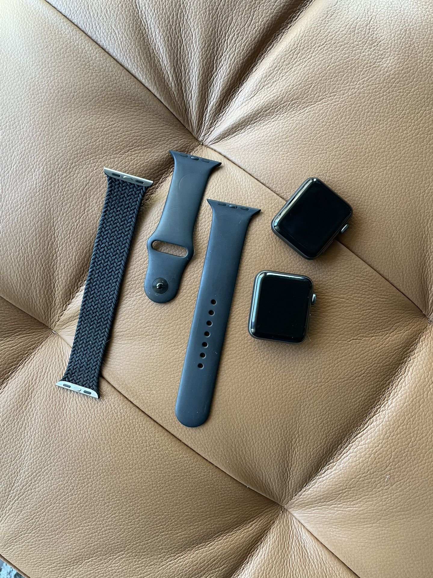 TWO Series 3 42mm aluminum + cellular Apple watches + Bands