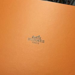 Authentic HERMÉS Gift Box - orange small gift (EMPTY BOX) 14.5" x 7.5" x 1 inch tissue and original cord