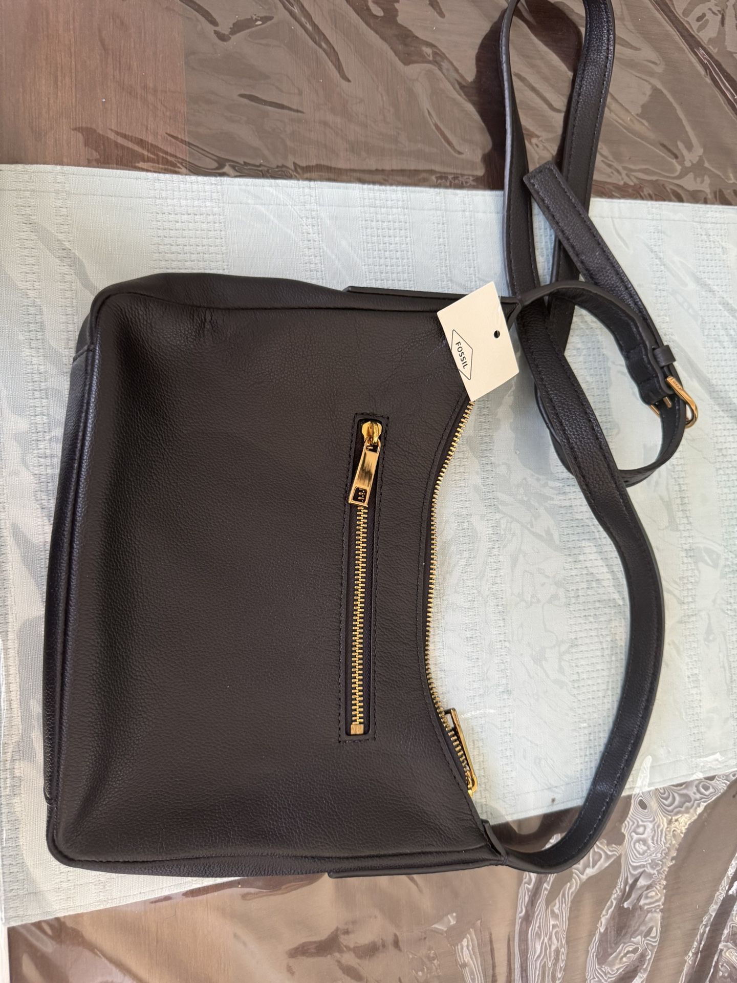 Fossil Black Leather Crossbody Bag