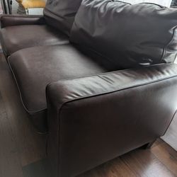 Leather Sofa With 2 Ottomans 