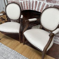 Pair Of Gorgeous Antique Farmhouse Chairs 