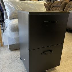 VASAGLE 2 Drawer File Cabinet with Wheels - Black