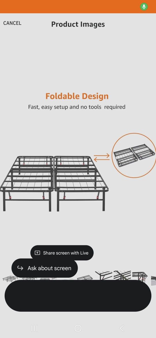 Amazon Basics Bed Frame with Storage, Foldable Metal Platform, Full No Box Spring Needed, 14 inches High, Tool-Free Setup, Sturdy Steel Construction,