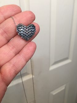 .50 Kt Blue Diamond Heart Shape And Chain Sterling Silver 