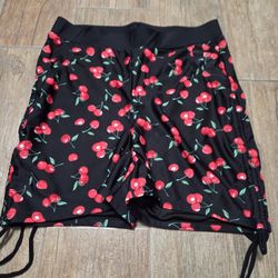 Black Bloomchic Cherry Print Swim Short Size 14-16
