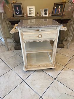 Pottery Barn Kitchen cart Island with granite countertop, drawer, and platform