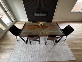 Industrial Dining Table with 6 Chairs