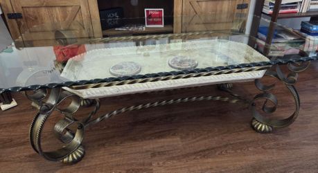 Wrought Iron & Glass Coffee Table