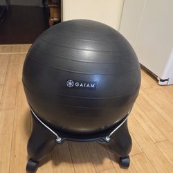 Exercise Ball + Holder With Wheels