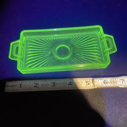 Vintage 7 Inch Uranium Glass Butter Dish Bottom