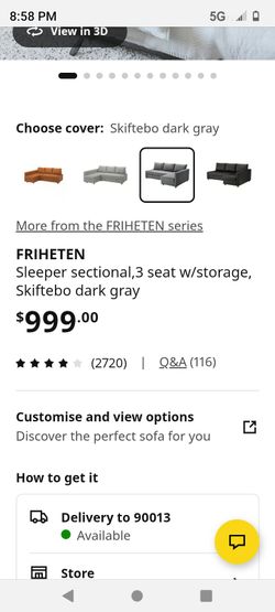 Sleeper sofa, IKEA, friheten
