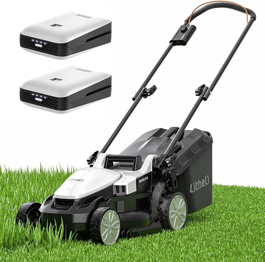 Cordless Lawn Mower 13 Inch, 5 Heights Adjustment, U20 Series 20V Electric Lawn Mowers for Garden, Yard and Farm, Light-Weight with Brushless Motor, 2