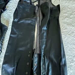 Harley Davison Leather Vest And Over.  Pants