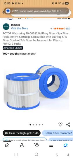 ROYOR Bullfrog Spa Filter Replacement Cartridge 2-Pack