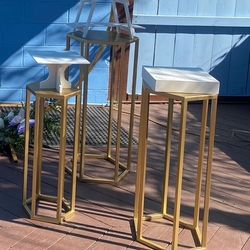 Gold Hexagon Pedestals 