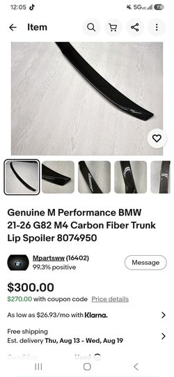BMW M Performance G82 M4 Carbon Fiber Trunk Spoiler
