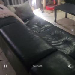 L-shaped black leather sectionals