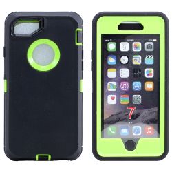 iPhone 8 Plus/ 7Plus/ 6S/ 6 Plus Premium Armor Defender Case w/Clip Black-Green)