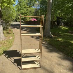 Gilt Faux Bamboo Iron Etagere Display Shelves. Mid Century furniture 