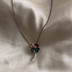 Colorful  Trébol 🍀 Silver  Necklace 