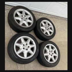 4 - 205/55r16 5x112 5x4.41 Stock Mercedes C280 C Class Vw Jetta Passat Golf Audi Wheels Rims Good 80% Treads Tires!!!