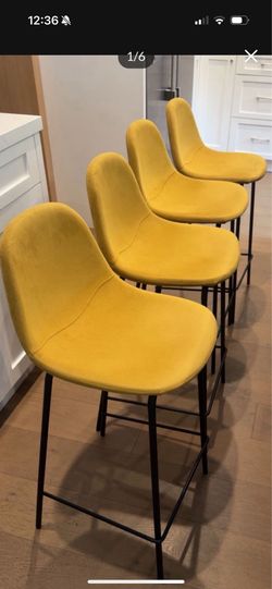 TOOU Upholstered 4 Counter Stool - Mustard/Black
