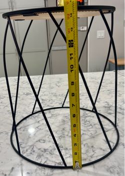 Marble Top Side Table with Black Metal Base
