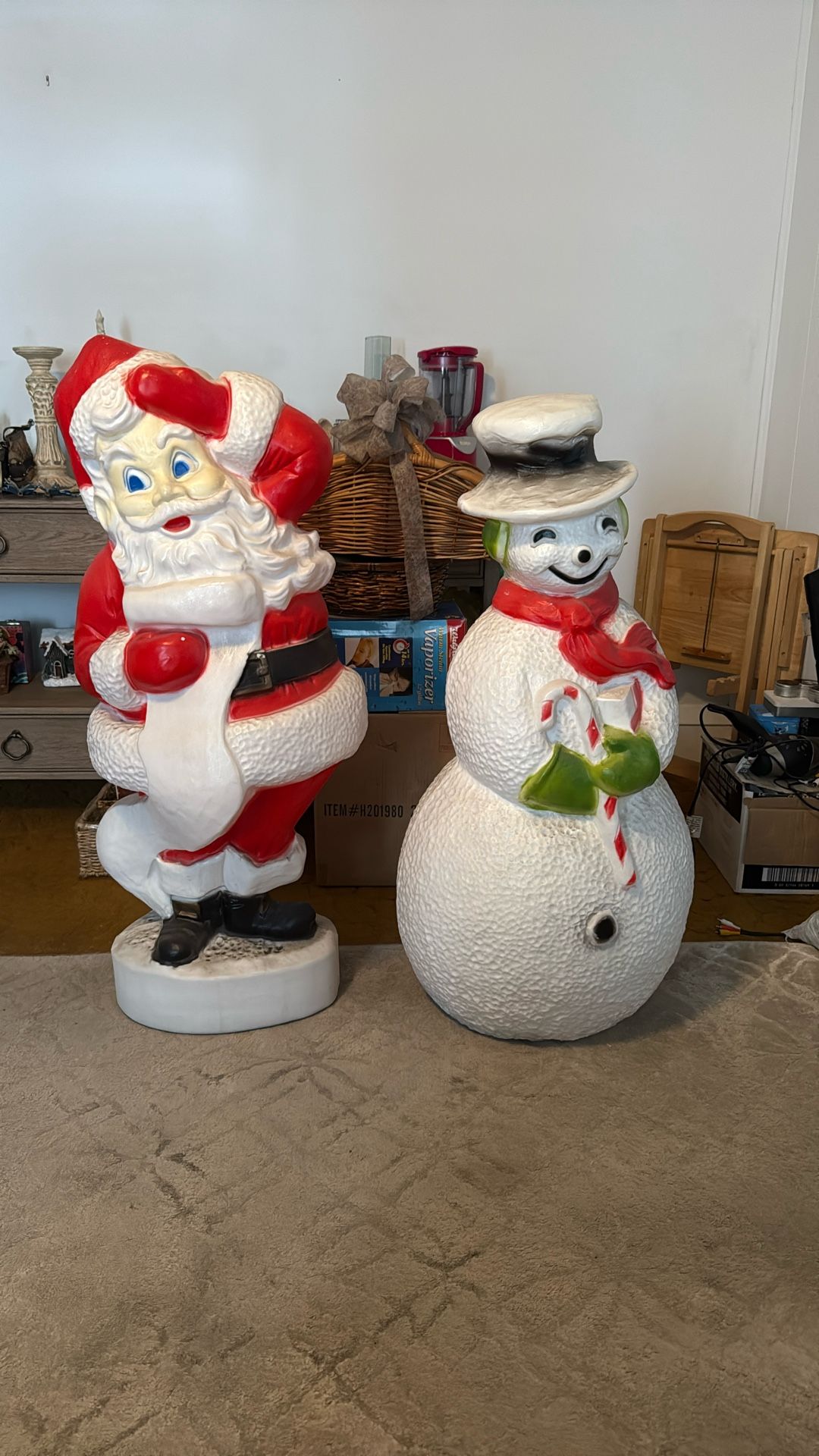 Frosty And Santa Light Up Outside Decorations Or Inside