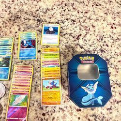 Pokémon Vaporeon Tin + Card Lot (Includes Holographics / Holos)