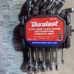 Duralast 6pc  SAE Flex Head Ratcheting Wrench Set 