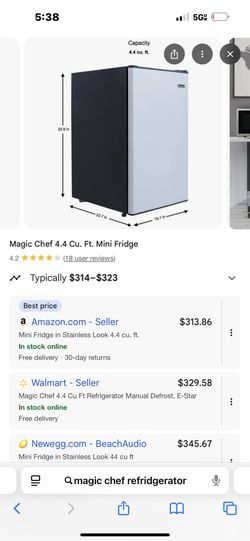 Chef Master 4.4 Cu Ft Mini Fridge (Brand new)