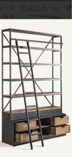 Restoration hardware quality and style designer shelf iron and wood