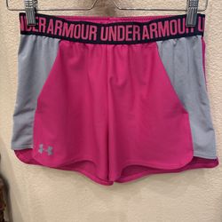 Under Armour Women Pink Gray Breast Cancer Awareness Unlined Shorts Size Small