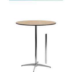 30" Round Wood Cocktail Table with 30" and 42" Columns, Adjustable