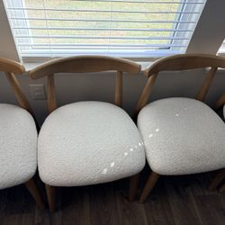4 White Boucle Chairs