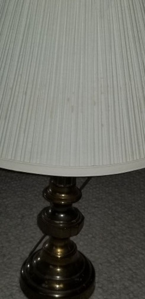 Vintage Antique Brass Table lamp Pleated Cream Shade