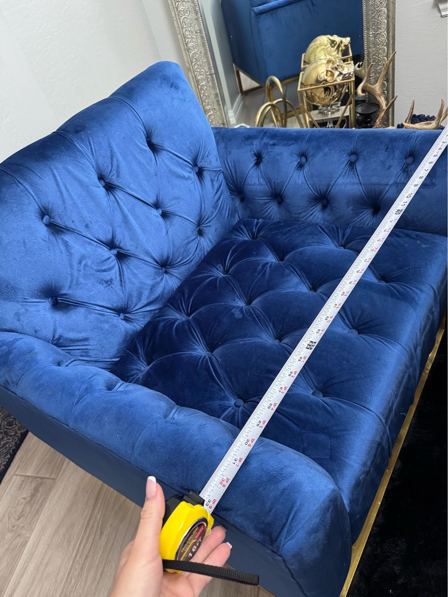 Velvet tufted armchair