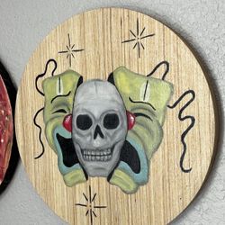 10in Smile Now Cry Later Chicano Skull Painting 