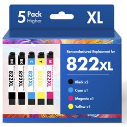 822XL 822 WF-3820 Printer Ink Cartridges Remanufactured Replacement for Epson 822XL Ink Cartridges Combo Pack for Epson 822 XL for Workforce Pro WF-48