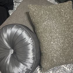 Gray Decorative Sparkly Pillows