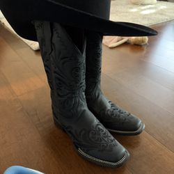Leather  Boots And Cowboy Hat 